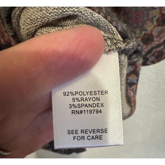 Floral Long Sleeve Knit Tunic Sweater Women’s Size L Bohemian Hippie Patchwork - Picture 8 of 10